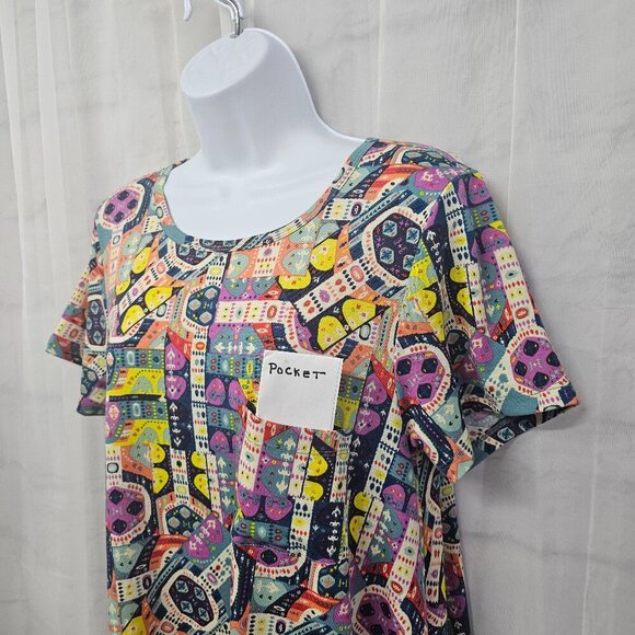 LuLaRoe Dress Retro Casual Twee Midi Purple Blue Abstract Tee S - Picture 6 of 12